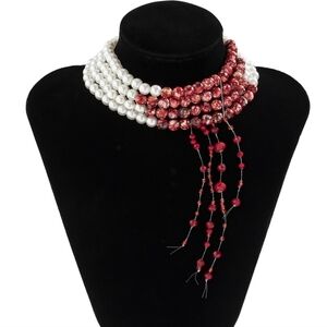 Dripping blood pearl necklace ❤️🤍